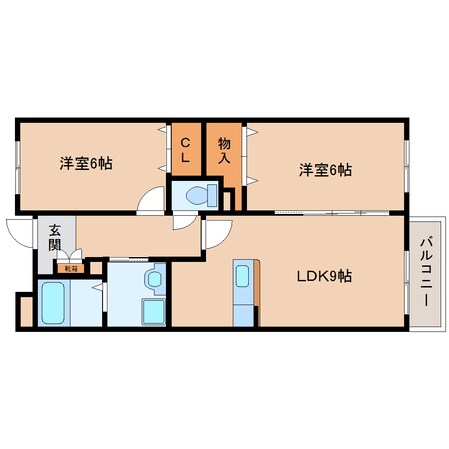 南生駒駅 徒歩4分 2階の物件間取画像